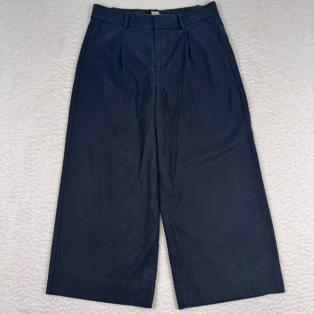 Madewell Slouchy Straight Pants Women's 2P Cropped Wide Drapey Twill Black 29x22